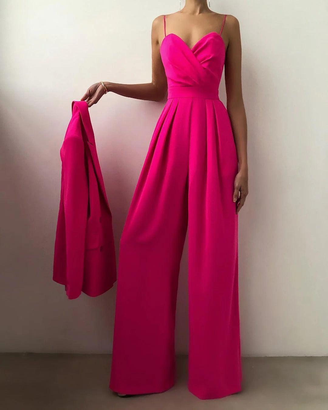 Women's Sweetheart Neckline Wide-Leg Jumpsuit