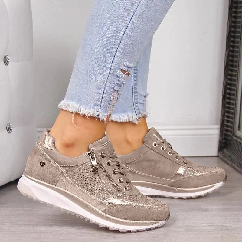 Women’s Wedge Platform Sneakers with Side Zipper