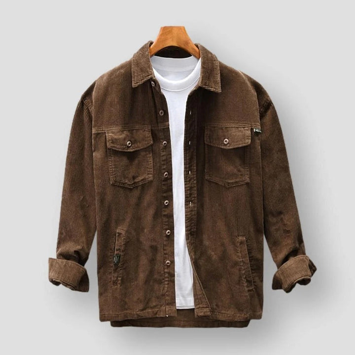 Men’s Button-Front Corduroy Jacket with Collar