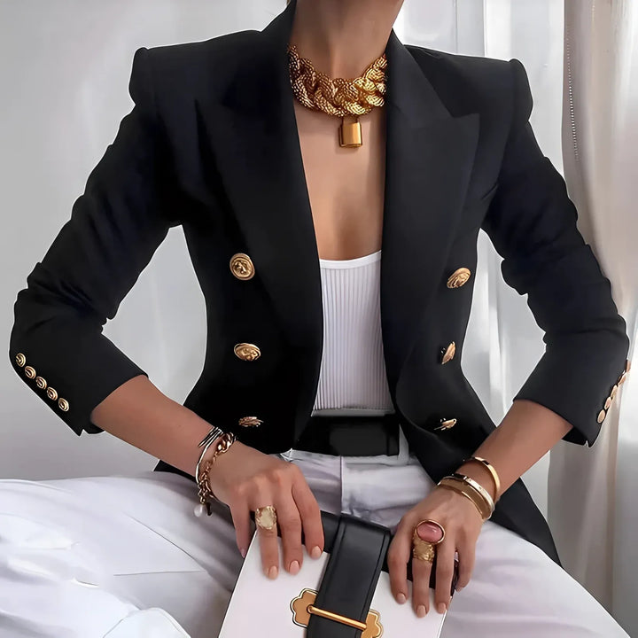 Women’s Double-Breasted Blazer with Crest Buttons