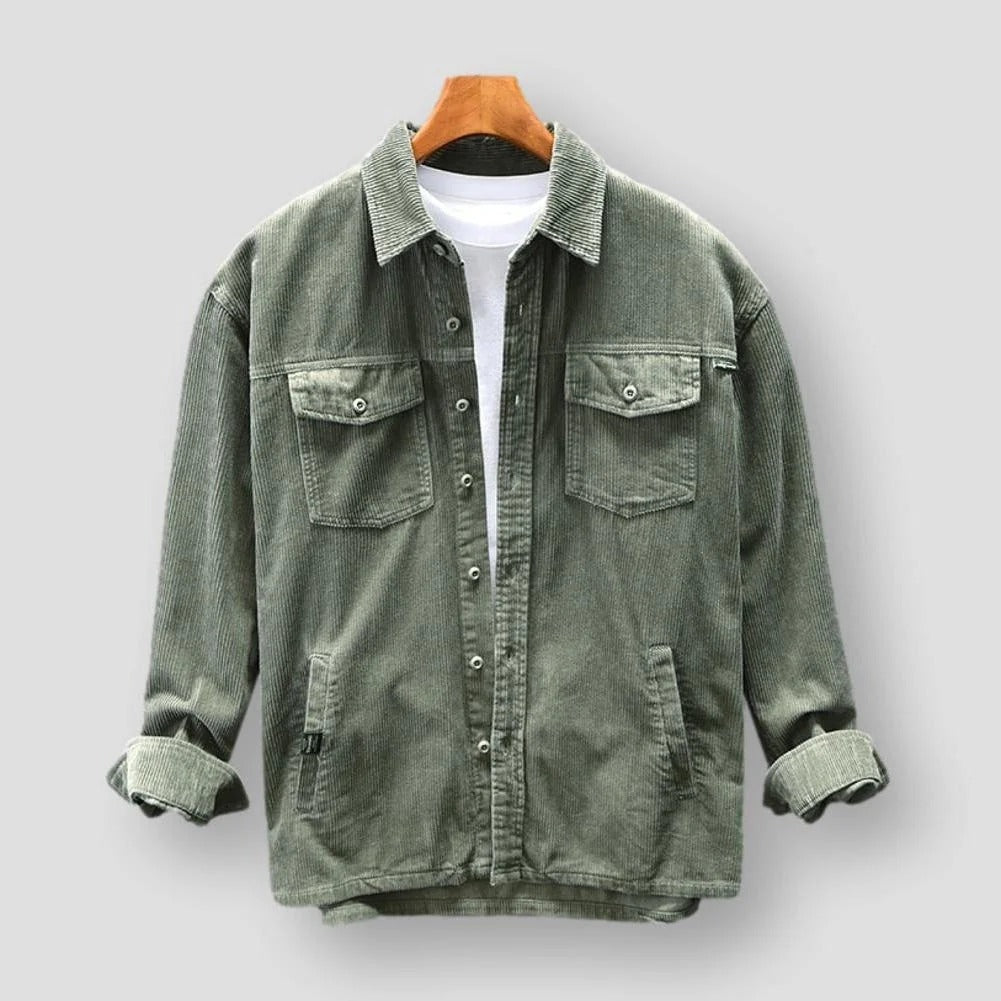Men’s Button-Front Corduroy Jacket with Collar