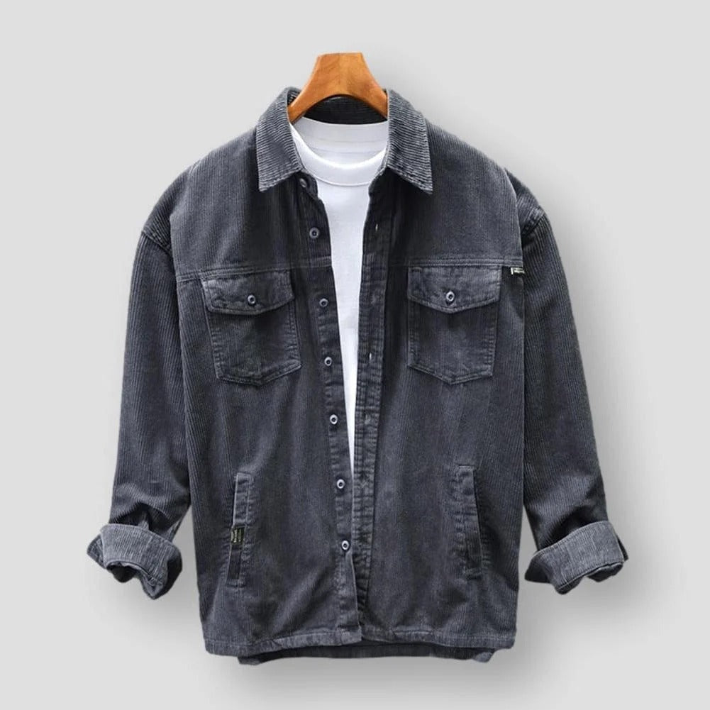 Men’s Button-Front Corduroy Jacket with Collar