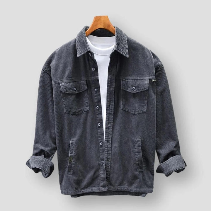 Men’s Button-Front Corduroy Jacket with Collar
