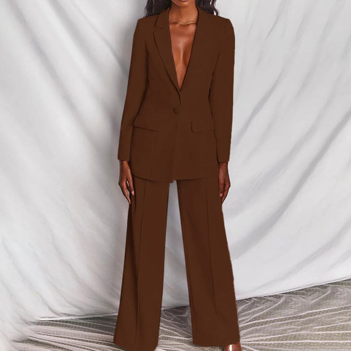 Women's Longline Blazer and Wide-Leg Trousers Set