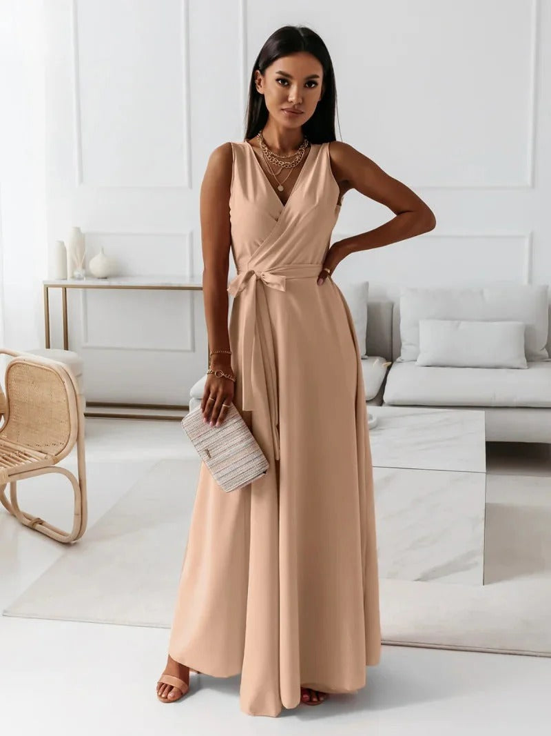 Women’s Sleeveless Wrap-Style Maxi Dress