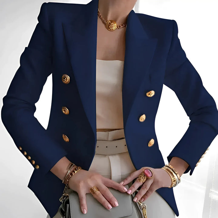 Women’s Double-Breasted Blazer with Crest Buttons