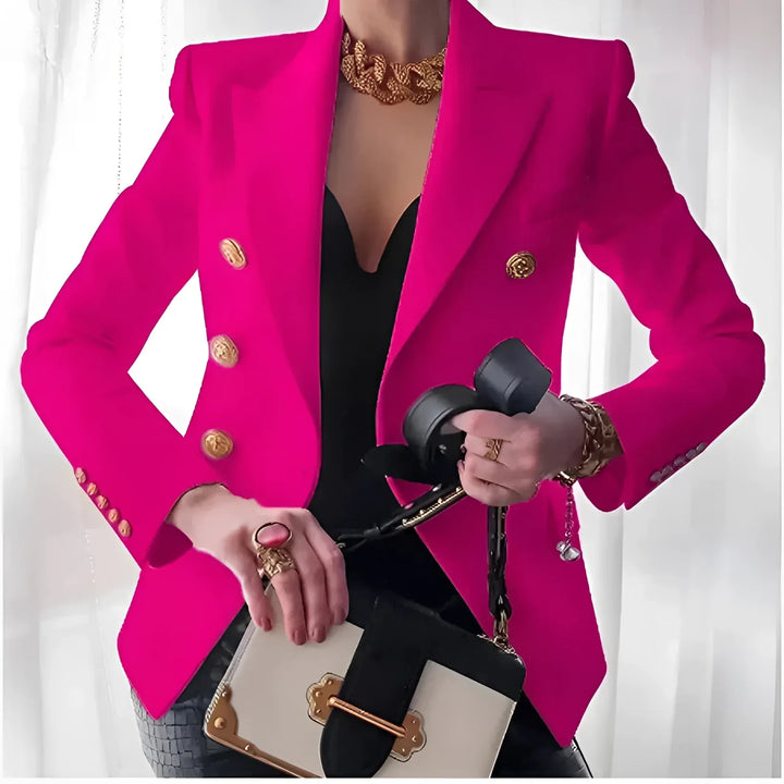 Women’s Double-Breasted Blazer with Crest Buttons