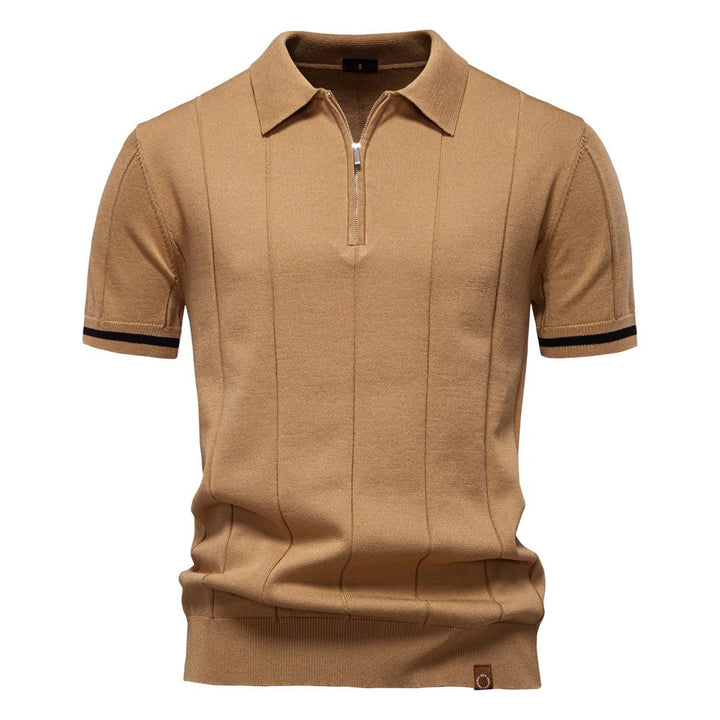 Men's Quarter-Zip Ribbed Polo Shirt