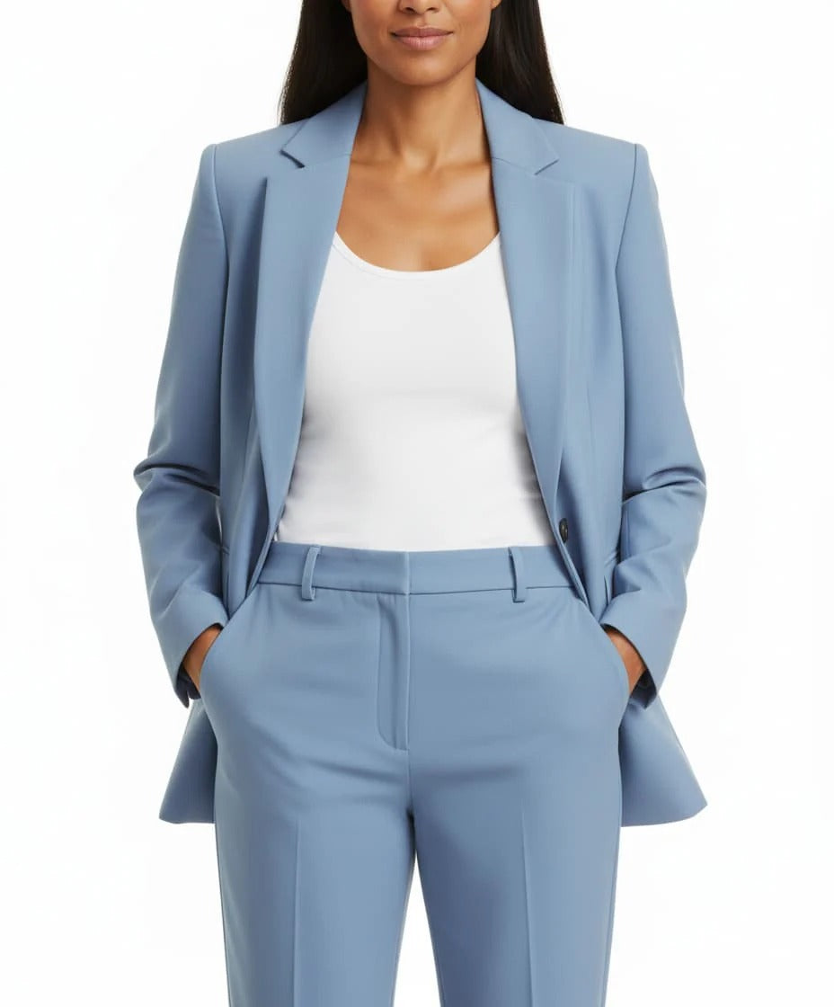 Women's Single-Breasted Blazer and High-Waisted Trouser Set