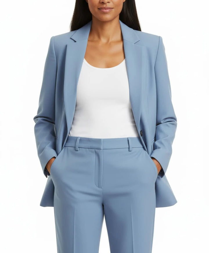 Women's Single-Breasted Blazer and High-Waisted Trouser Set