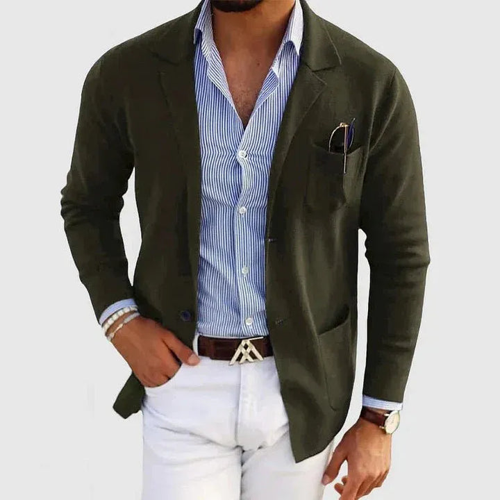 Men’s Notched Lapel Blazer with Patch Pockets