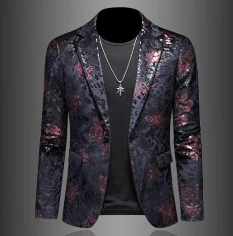 Men’s Blazer with Single Button and Pattern