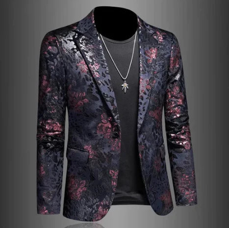 Men’s Blazer with Single Button and Pattern