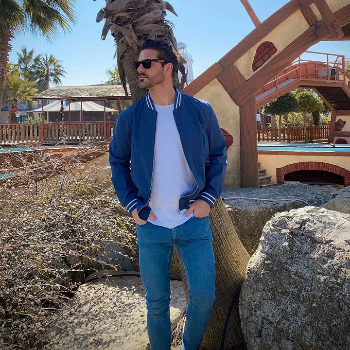 Men’s Bomber Jacket with Ribbed Trim