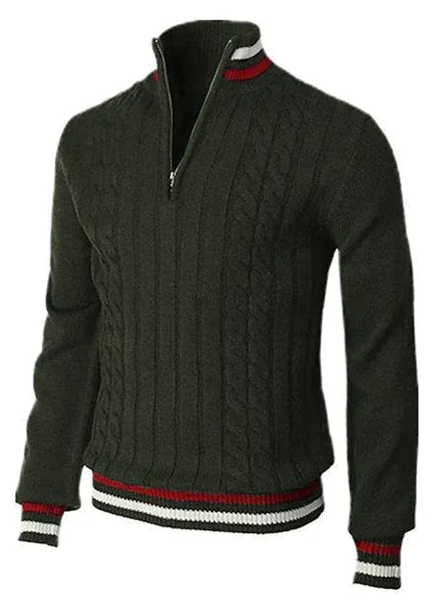 Men’s Cable Knit Sweater with High Collar