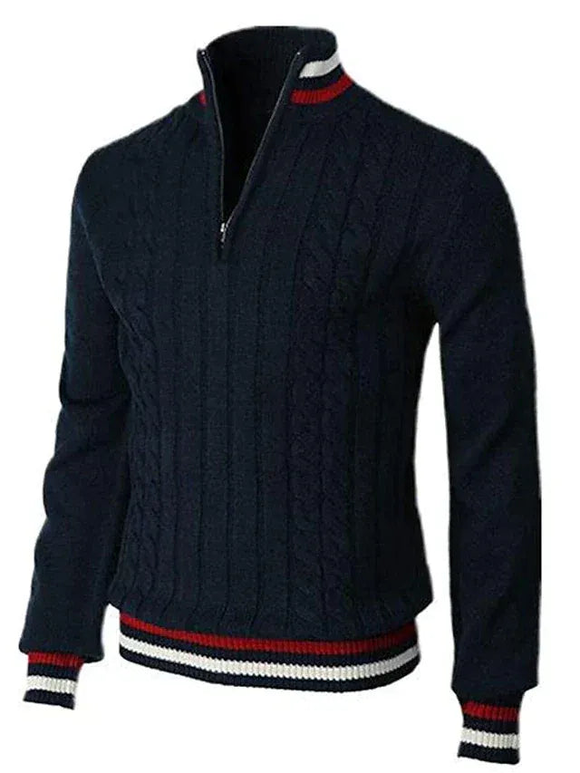 Men’s Cable Knit Sweater with High Collar