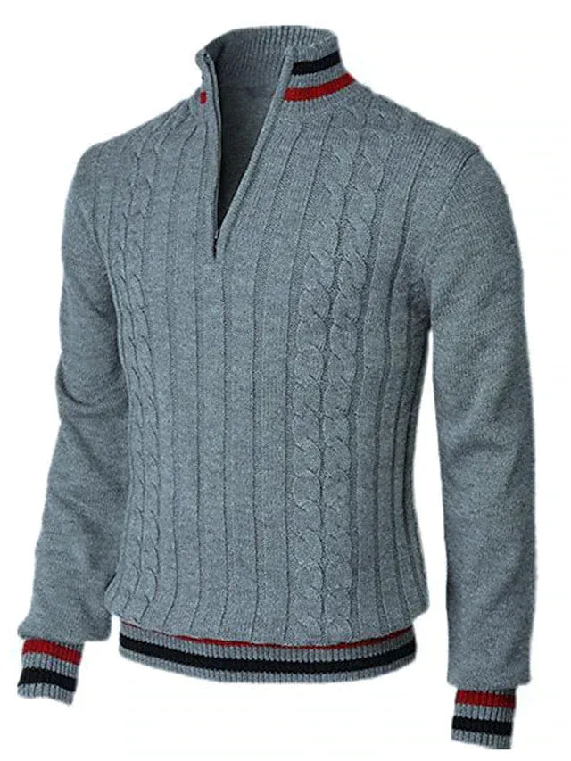 Men’s Cable Knit Sweater with High Collar