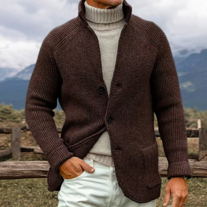 Men’s Cardigan with Stand-Up Collar
