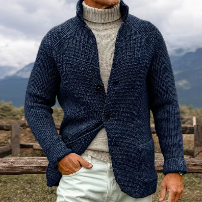 Men’s Cardigan with Stand-Up Collar