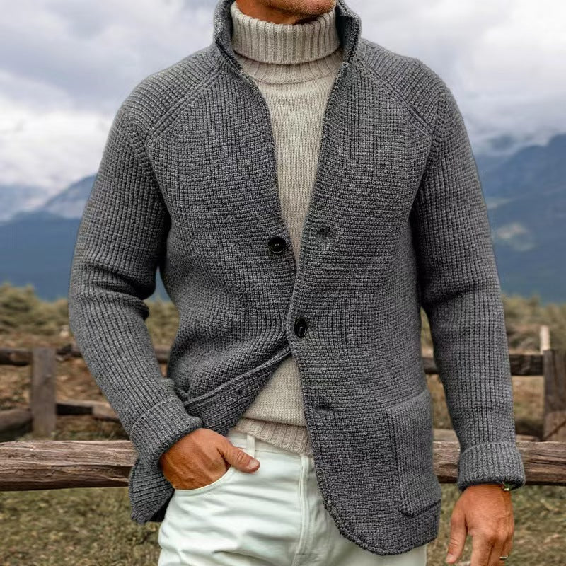 Men’s Cardigan with Stand-Up Collar