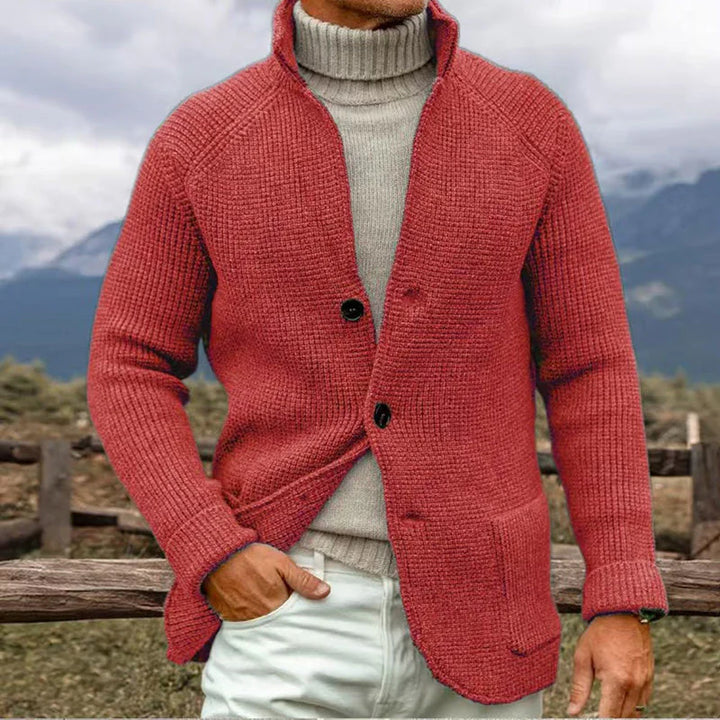 Men’s Cardigan with Stand-Up Collar
