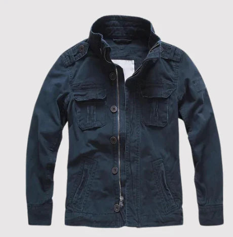 Men’s Jacket with Button Closure and Multiple Pockets