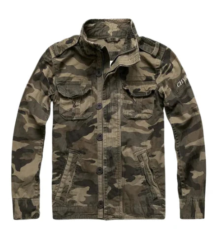 Men’s Jacket with Button Closure and Multiple Pockets