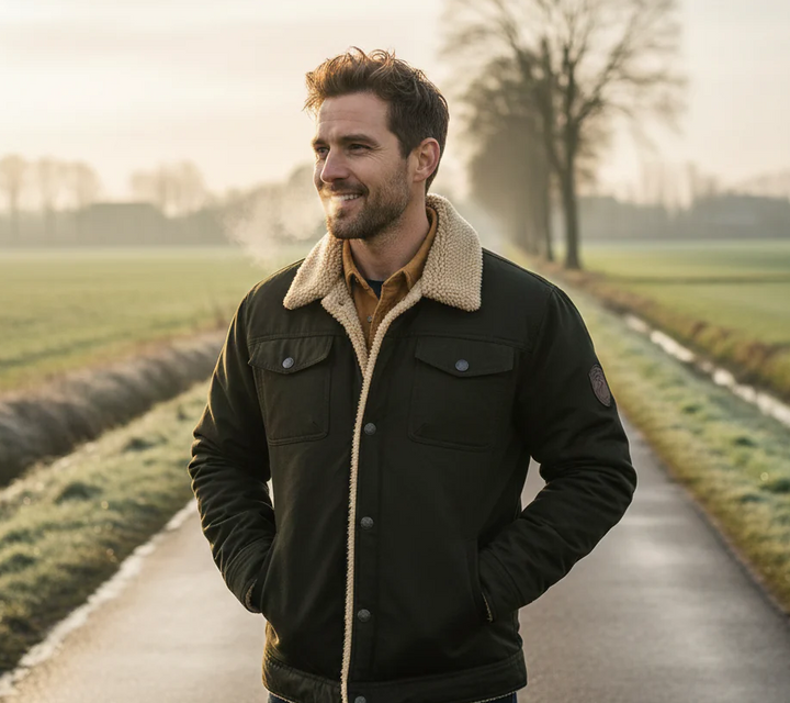 Men’s Jacket with Buttons and Textured Lining