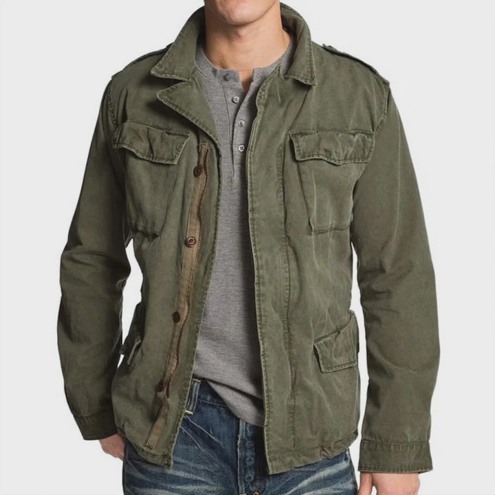 Men’s Jacket with Collar and Multiple Pockets
