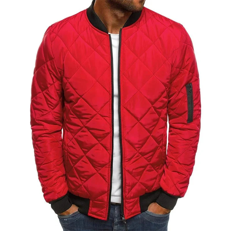 Men’s Jacket with Diamond-Quilted Pattern