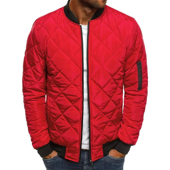 Men’s Jacket with Diamond-Quilted Pattern