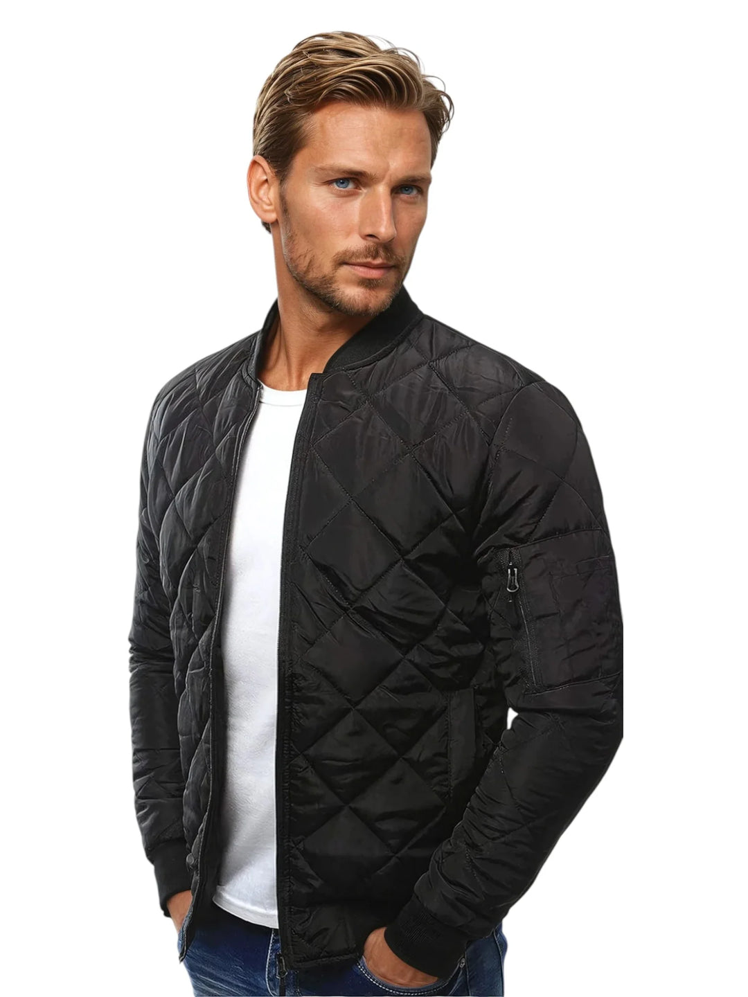 Men’s Jacket with Diamond-Quilted Pattern