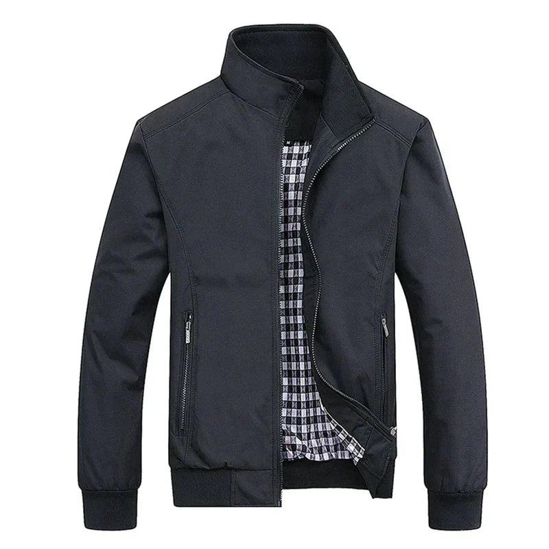 Men’s Jacket with Front Zipper and Stand-Up Collar
