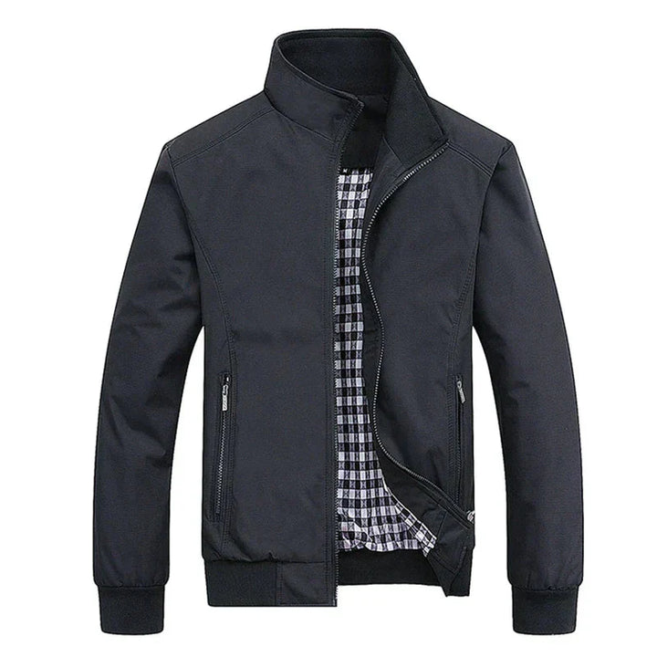 Men’s Jacket with Front Zipper and Stand-Up Collar