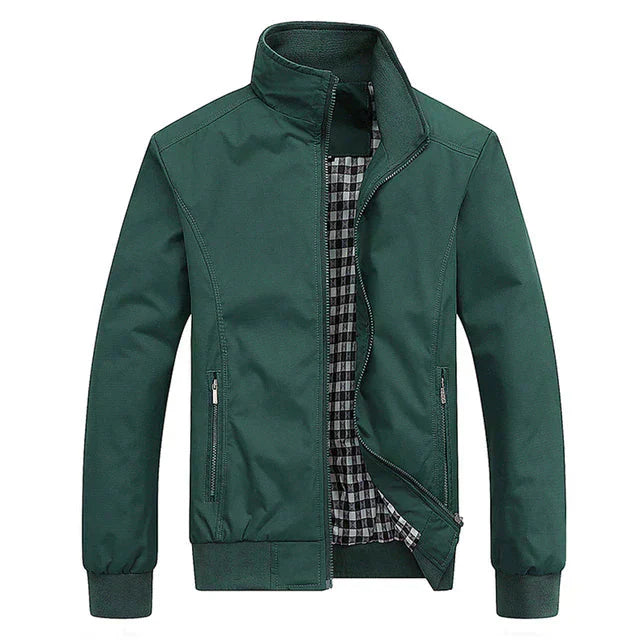 Men’s Jacket with Front Zipper and Stand-Up Collar