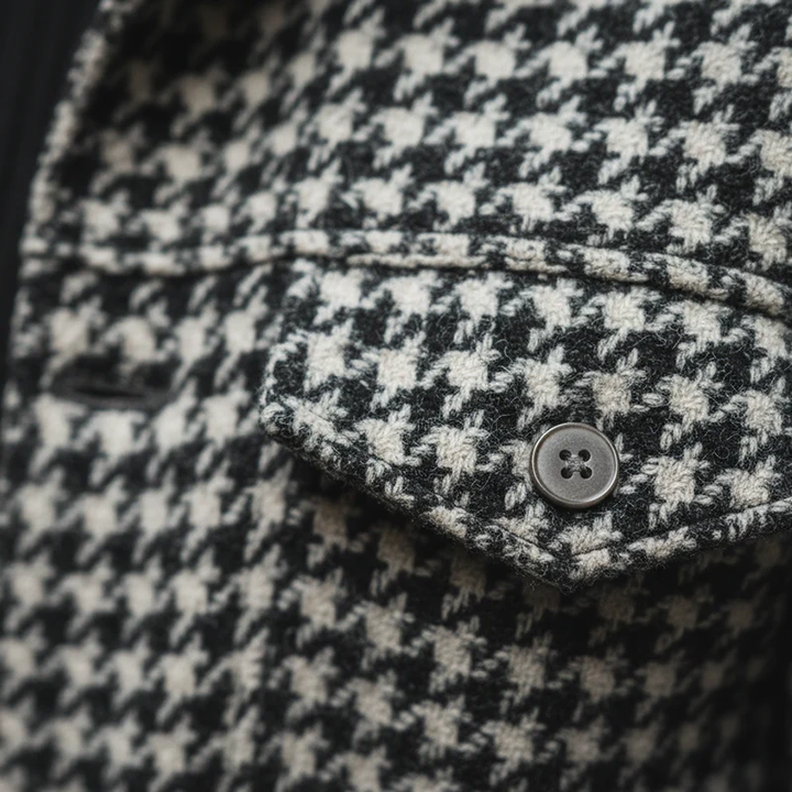 Men’s Jacket with Geometric Pattern and Buttons