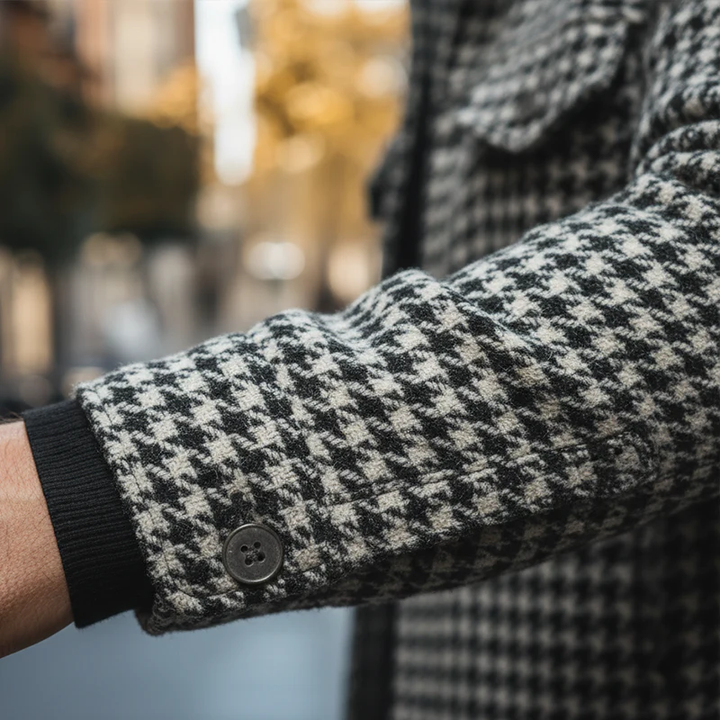 Men’s Jacket with Geometric Pattern and Buttons