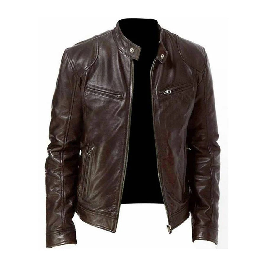 Men’s Jacket with Stand-Up Collar and Zipper