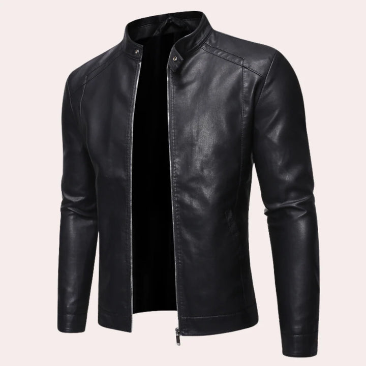 Men’s Jacket with Stand-Up Collar and Zippers