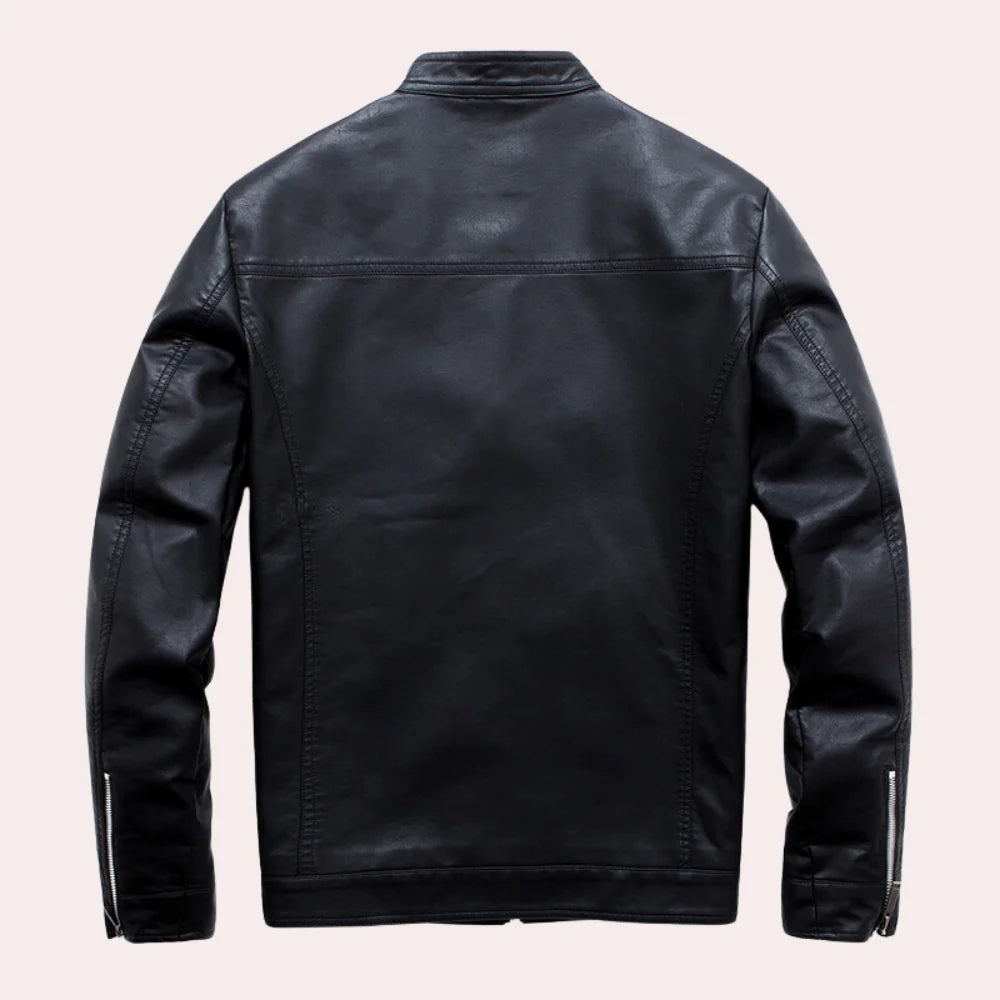 Men’s Jacket with Stand-Up Collar and Zippers