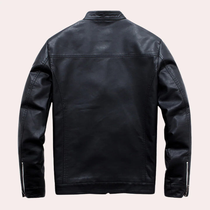 Men’s Jacket with Stand-Up Collar and Zippers