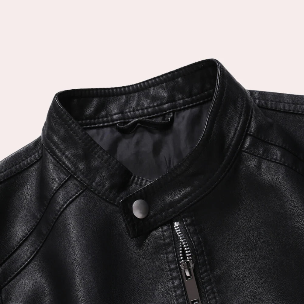 Men’s Jacket with Stand-Up Collar and Zippers