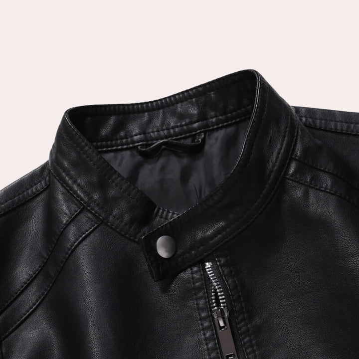 Men’s Jacket with Stand-Up Collar and Zippers