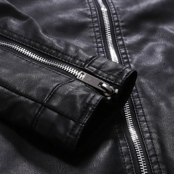 Men’s Jacket with Stand-Up Collar and Zippers