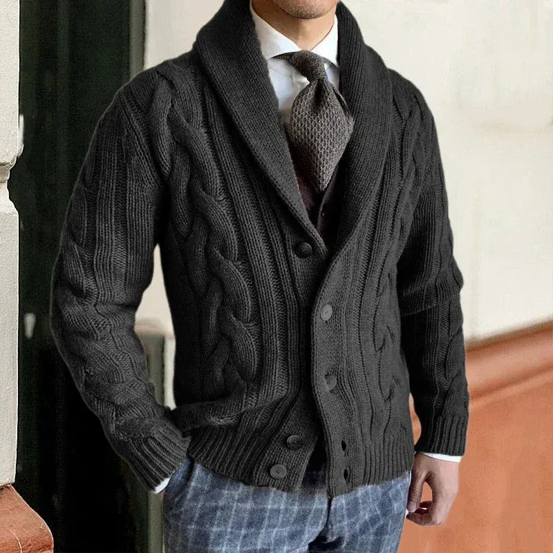 Men’s Knitted Cardigan with Shawl Collar