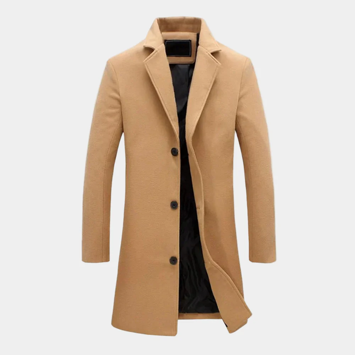 Men’s Long Coat with Notched Lapels