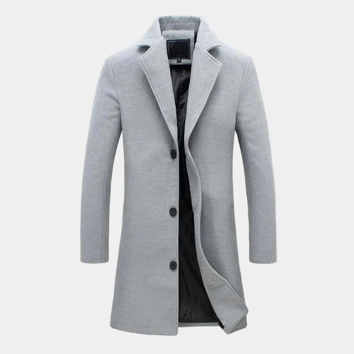 Men’s Long Coat with Notched Lapels