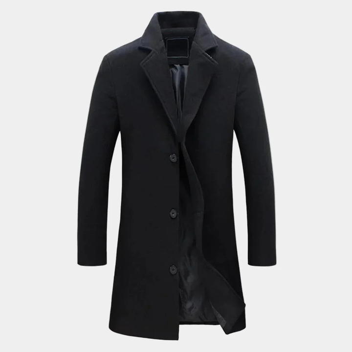 Men’s Long Coat with Notched Lapels