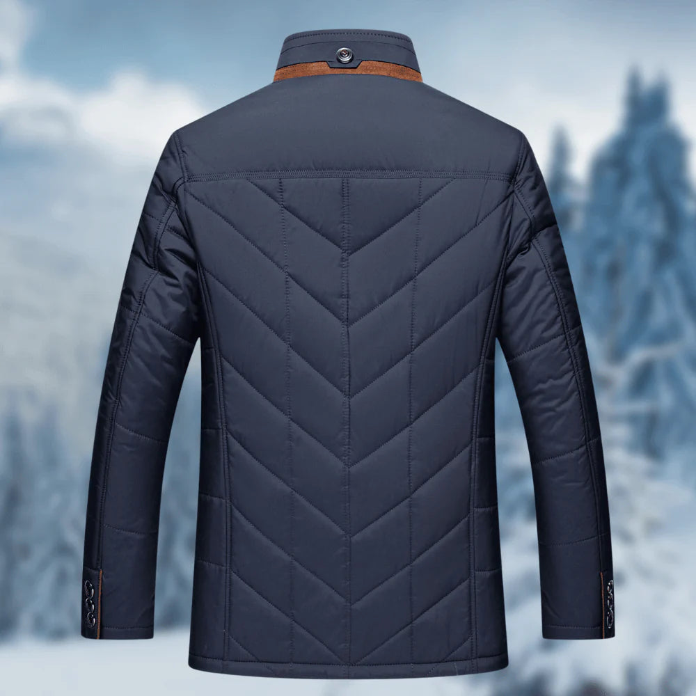 Men’s Quilted Winter Jacket with Contrasting Trim