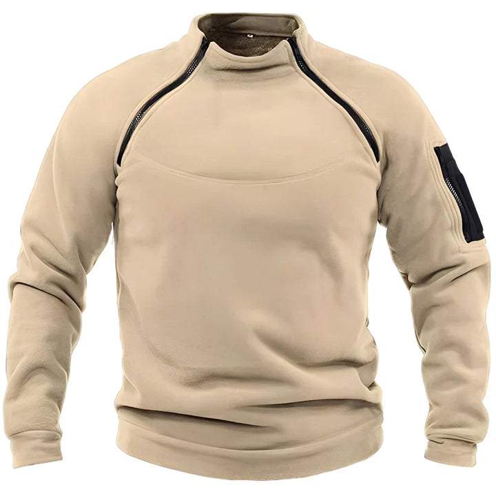 Men’s Sweater with High Collar and Zippers